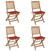 Image de vidaXL Chaises pliables de jardin lot de 4 avec coussins Bois d'acacia