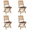 Image de vidaXL Chaises pliables de jardin lot de 4 avec coussins Bois d'acacia