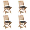Image de vidaXL Chaises pliables de jardin lot de 4 avec coussins Bois d'acacia