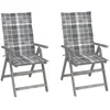 Image de vidaXL Chaises inclinables de jardin lot de 2 et coussins Bois acacia