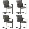 Image de vidaXL Chaises à manger cantilever lot de 4 gris cuir véritable