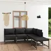 Image de vidaXL Salon de jardin 5 pcs avec coussins Résine tressée Gris
