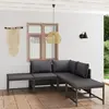 Image de vidaXL Salon de jardin 6 pcs avec coussins Résine tressée Gris