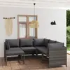 Image de vidaXL Salon de jardin 6 pcs avec coussins Résine tressée Gris