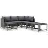 Image de vidaXL Salon de jardin 7 pcs avec coussins Résine tressée Gris