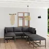 Image de vidaXL Salon de jardin 7 pcs avec coussins Résine tressée Gris