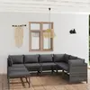 Image de vidaXL Salon de jardin 8 pcs avec coussins Résine tressée Gris