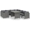 Image de vidaXL Salon de jardin 9 pcs avec coussins Résine tressée Gris