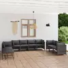 Image de vidaXL Salon de jardin 10 pcs avec coussins Résine tressée Gris