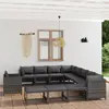 Image de vidaXL Salon de jardin 12 pcs avec coussins Résine tressée Gris