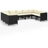 Image de vidaXL Salon de jardin 8 pcs avec coussins Résine tressée Noir