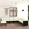 Image de vidaXL Salon de jardin 9 pcs avec coussins Résine tressée Noir