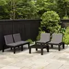 Image de vidaXL Salon de jardin 3 pcs avec coussins Plastique Gris