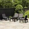Image de vidaXL Salon de jardin 4 pcs avec coussins Plastique Gris