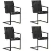 Image de vidaXL Chaises à manger cantilever lot de 4 noir cuir véritable
