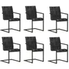 Image de vidaXL Chaises à manger cantilever lot de 6 noir cuir véritable