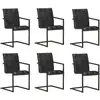 Image de vidaXL Chaises à manger cantilever lot de 6 noir cuir véritable