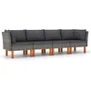 Image de vidaXL Canapé de Jardin à 4 Places avec Coussins Sofa de Terrasse Canapé d'Extérieur Sofa de Jardin Meuble de Terrasse Gris Résine Tressée