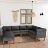 Image de vidaXL Salon de jardin 8 pcs avec coussins Résine tressée Gris