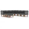 Image de vidaXL Salon de jardin 9 pcs avec coussins Résine tressée Gris