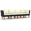 Image de vidaXL Canapé de Jardin à 4 Places avec Coussins Sofa de Terrasse Canapé d'Extérieur Sofa de Jardin Meuble de Terrasse Noir Résine Tressée