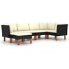Image de vidaXL Salon de jardin 6 pcs avec coussins Résine tressée Noir