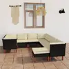 Image de vidaXL Salon de jardin 9 pcs avec coussins Résine tressée Noir