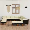 Image de vidaXL Salon de jardin 12 pcs avec coussins Résine tressée Noir