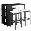 Image de vidaXL Ensemble de bar de jardin 5 pcs et coussins Résine tressée Noir