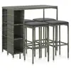 Image de vidaXL Ensemble de bar de jardin 5 pcs et coussins Résine tressée Gris