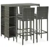 Image de vidaXL Ensemble de bar de jardin 5 pcs et coussins Résine tressée Gris