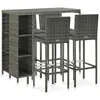 Image de vidaXL Ensemble de bar de jardin 5 pcs et coussins Résine tressée Gris