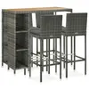 Image de vidaXL Ensemble de bar de jardin 5 pcs et coussins Résine tressée Gris