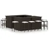 Image de vidaXL Ensemble de bar de jardin 16 pcs coussins Résine tressée Marron