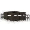 Image de vidaXL Ensemble de bar de jardin 16 pcs coussins Résine tressée Marron