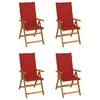 Image de vidaXL Chaises inclinables de jardin lot de 4 et coussins Bois acacia