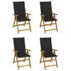 Image de vidaXL Chaises inclinables de jardin lot de 4 et coussins Bois acacia