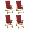 Image de vidaXL Chaises inclinables de jardin lot de 4 et coussins Bois acacia