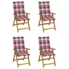 Image de vidaXL Chaises inclinables de jardin lot de 4 et coussins Bois acacia
