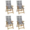 Image de vidaXL Lot de 4 Chaises Inclinables de Jardin avec Coussins, Sièges de Terrasse, Chaises de Salle à Manger, Meubles de Patio Extérieur, Bois Acacia