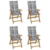Image de vidaXL Chaises inclinables de jardin lot de 4 et coussins Bois acacia