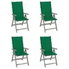 Image de vidaXL Chaises inclinables de jardin lot de 4 et coussins Bois acacia