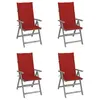 Image de vidaXL Chaises inclinables de jardin lot de 4 et coussins Bois acacia