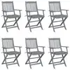Image de vidaXL Chaises pliables d'extérieur lot de 6 et coussins Bois d'acacia