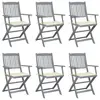 Image de vidaXL Chaises pliables d'extérieur lot de 6 et coussins Bois d'acacia