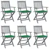Image de vidaXL Chaises pliables d'extérieur lot de 6 et coussins Bois d'acacia