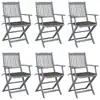 Image de vidaXL Chaises pliables d'extérieur lot de 6 et coussins Bois d'acacia
