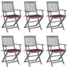 Image de vidaXL Chaises pliables d'extérieur lot de 6 et coussins Bois d'acacia