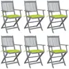 Image de vidaXL Chaises pliables d'extérieur lot de 6 et coussins Bois d'acacia