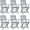 Image de vidaXL Chaises pliables d'extérieur lot de 6 et coussins Bois d'acacia